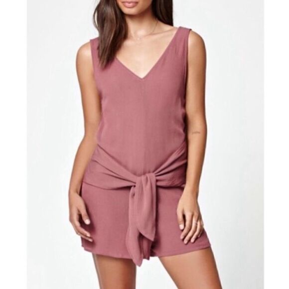 Kendall + Kylie, Pink Mauve Shorts Romper, Sleeveless, Shash Style Waist Tie, XS - Picture 1 of 12
